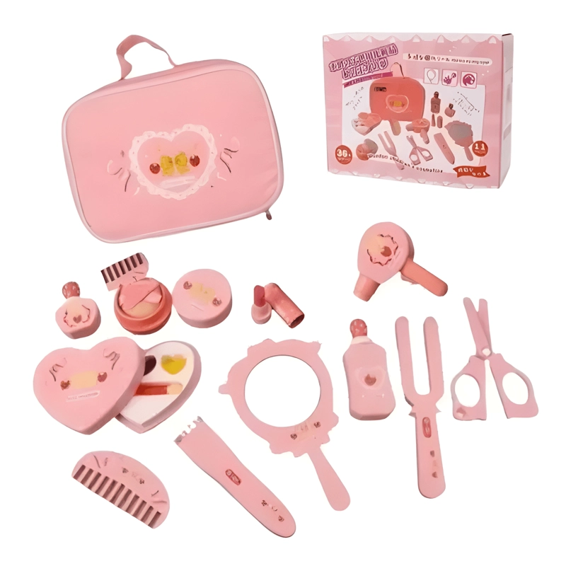 SET DE MAQUILLAJE COSMETIQUERO DE MADERA PARA NIÑAS - 1