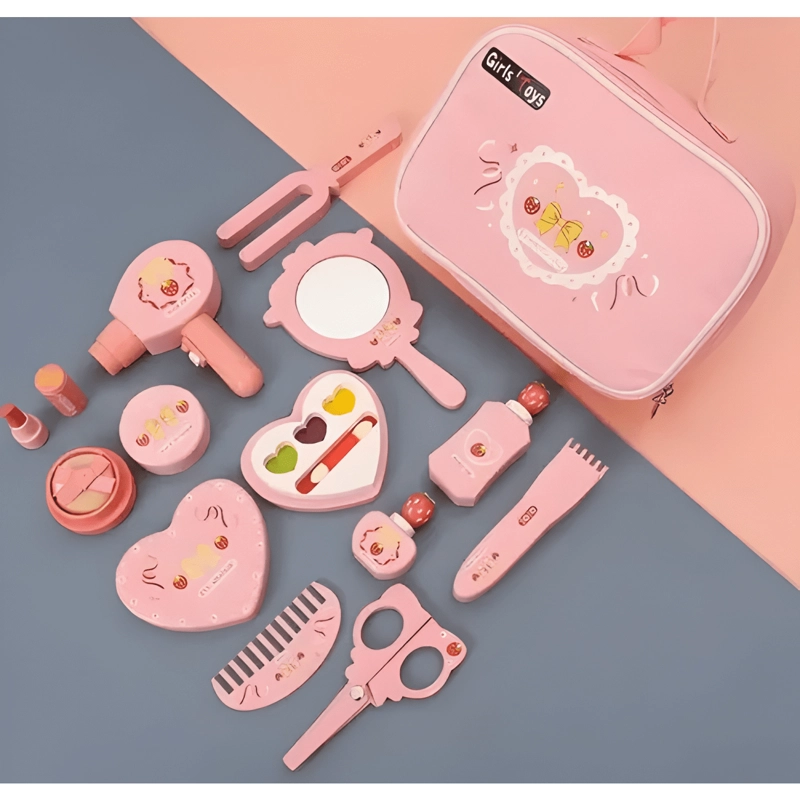 SET DE MAQUILLAJE COSMETIQUERO DE MADERA PARA NIÑAS - 2