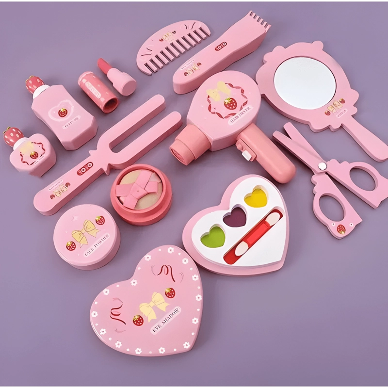 SET DE MAQUILLAJE COSMETIQUERO DE MADERA PARA NIÑAS - 4