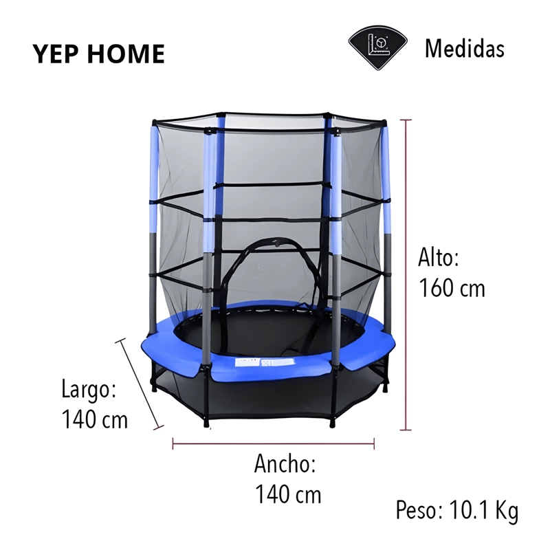 CAMA ELASTICA SALTARINA PARA NIÑOS 1,4 M AZUL Y PLATEADO - 3