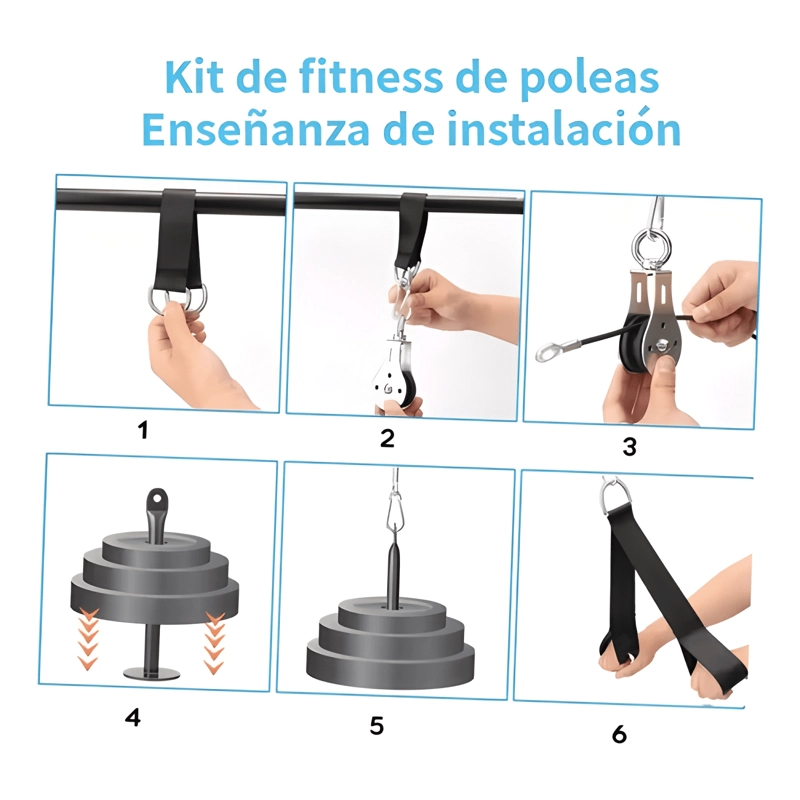 KIT 8 SISTEMA DE CABLE CON POLEA PARA MAQUINA #1 - 3
