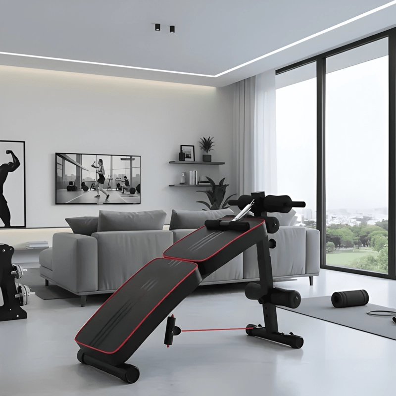 BANCA ABDOMINAL PLEGABLE SPORTIME ELITE-1030 CON COJIN NEGRA - 1