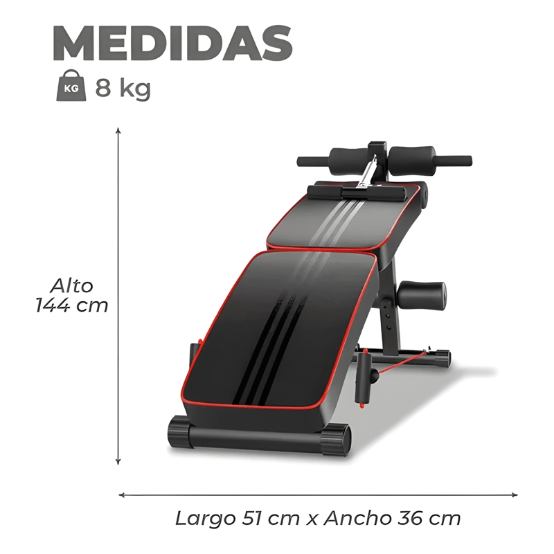 BANCA ABDOMINAL PLEGABLE SPORTIME ELITE-1030 CON COJIN NEGRA - 2