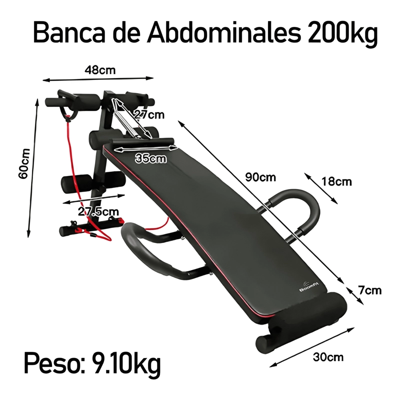 BANCO DE ABDOMINALES BOOMFIT AJUSTABLE 4 MODOS NEGRO #1 - 1