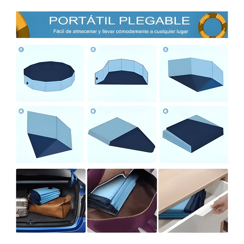 PISCINA PLEGABLE JHN PARA MASCOTAS Y NIÑOS 120X30 CM - 2