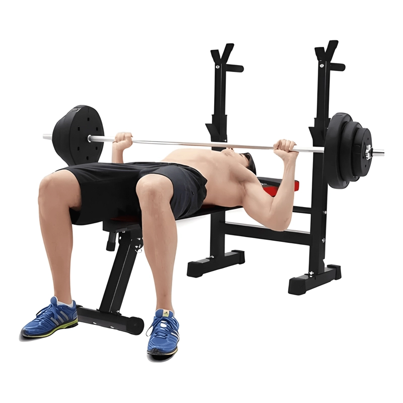 BANCA ABDOMINAL MULTIFUNCIONAL PLEGABLE PARA PESAS NEGRA - 1