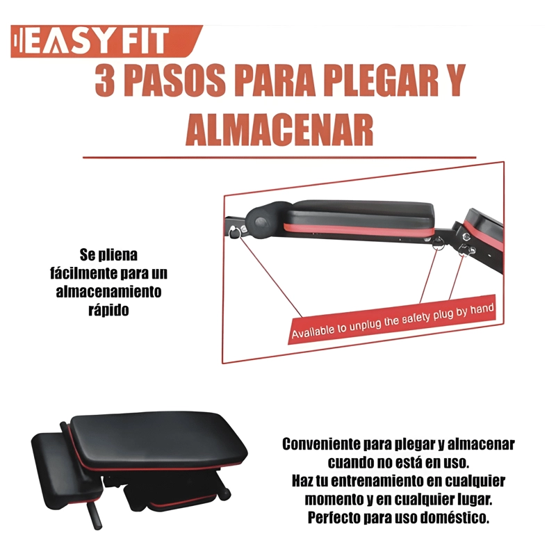 BANCO DE PESAS RECLINABLE EASY FIT ELITE-1052 CON BANDAS - 2