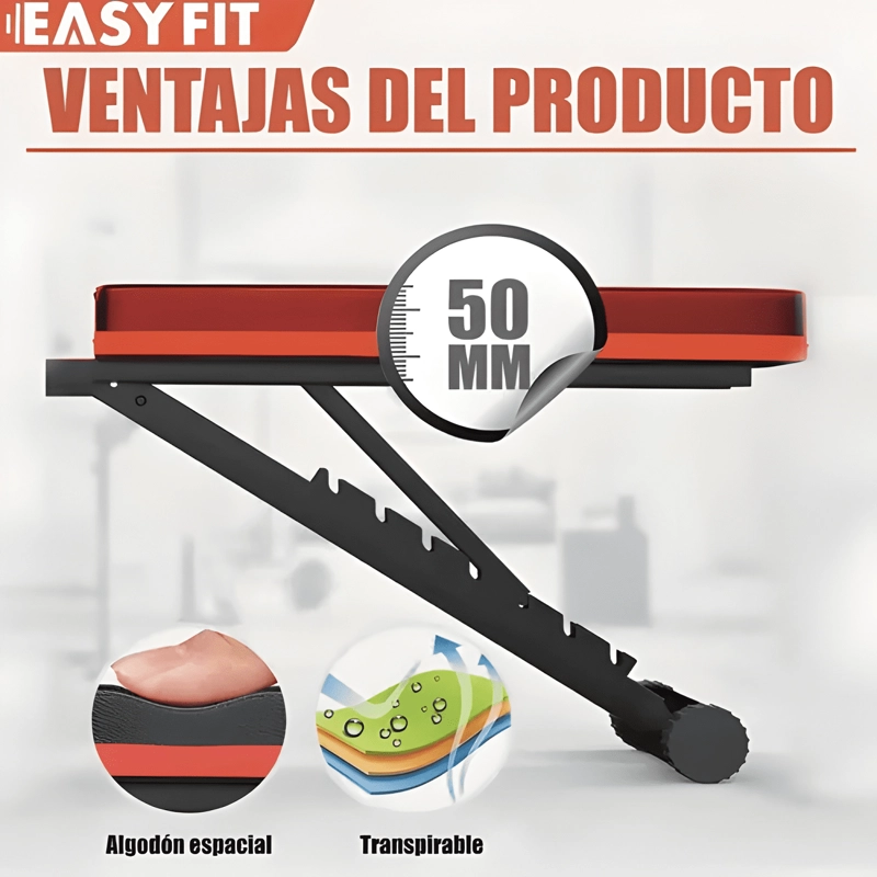 BANCO DE PESAS RECLINABLE EASY FIT ELITE-1052 CON BANDAS - 3