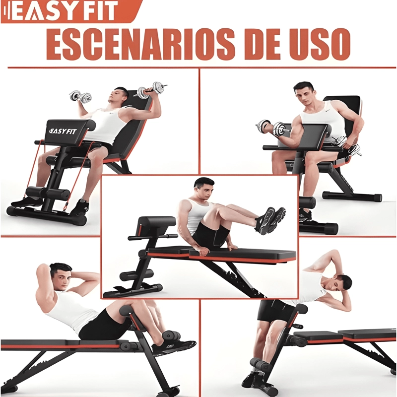 BANCO DE PESAS RECLINABLE EASY FIT ELITE-1052 CON BANDAS - 4