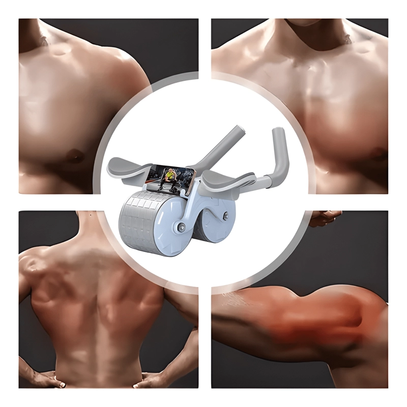 MAQUINA DE ABDOMINALES 2 EN 1 CON RODILLO GRIS - 1