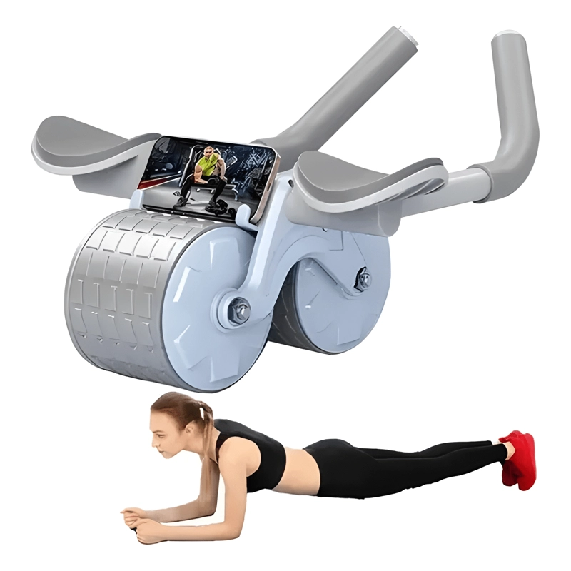 MAQUINA DE ABDOMINALES 2 EN 1 CON RODILLO GRIS - 4