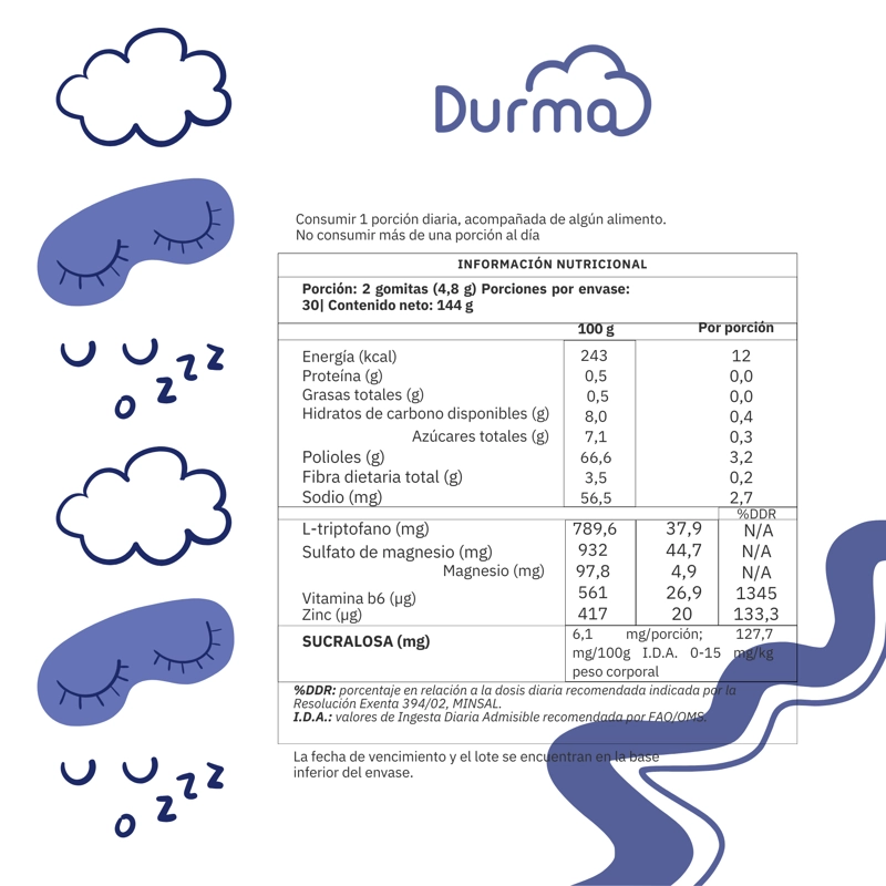 GOMITAS NATURALES PARA DORMIR DURMA 60 UNIDADES SABOR MORA - 4