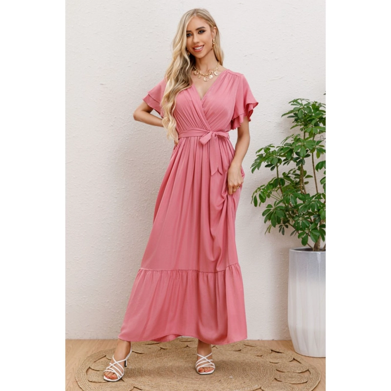 MAXI VESTIDO LARGO PRIMAVERA MUJER ABERTURA CUELLO V 326 - 1