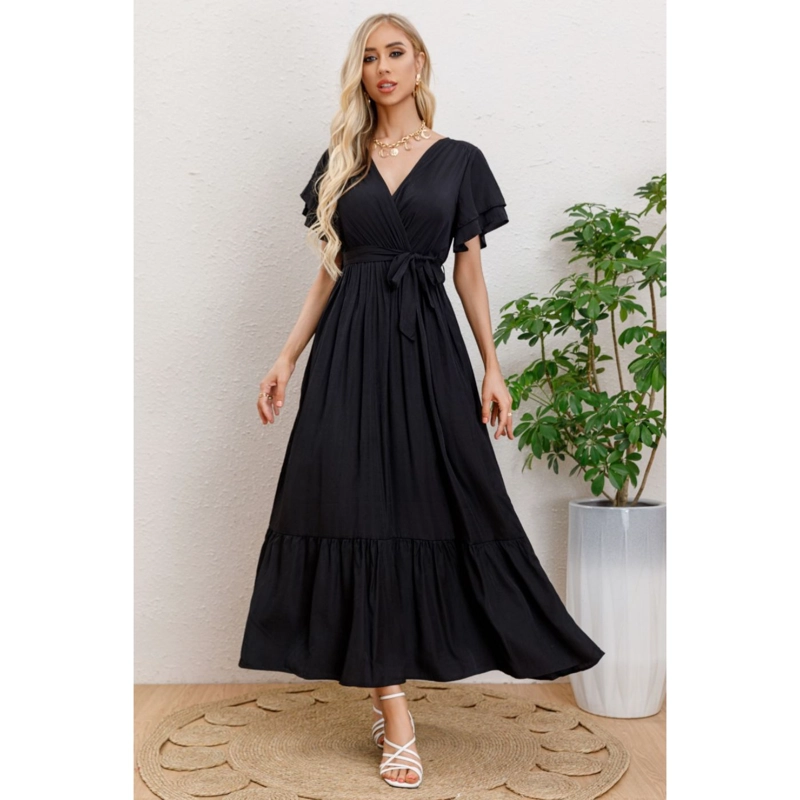 MAXI VESTIDO LARGO PRIMAVERA MUJER ABERTURA CUELLO V 326 - 1