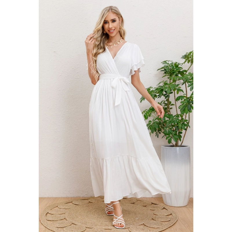 MAXI VESTIDO LARGO PRIMAVERA MUJER ABERTURA CUELLO V 326 - 1