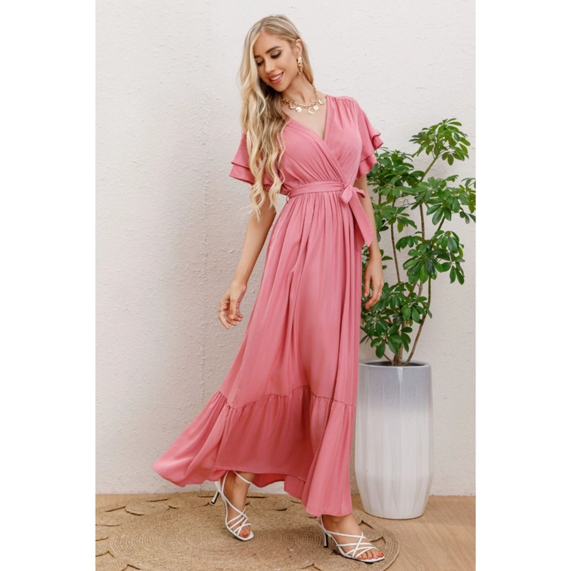 MAXI VESTIDO LARGO PRIMAVERA MUJER ABERTURA CUELLO V 326 - 2