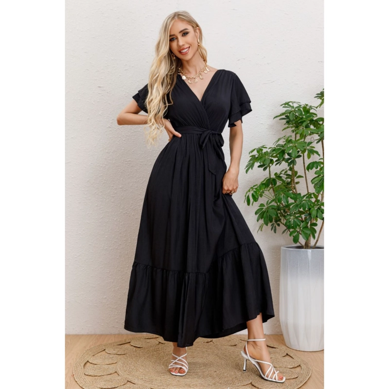 MAXI VESTIDO LARGO PRIMAVERA MUJER ABERTURA CUELLO V 326 - 2