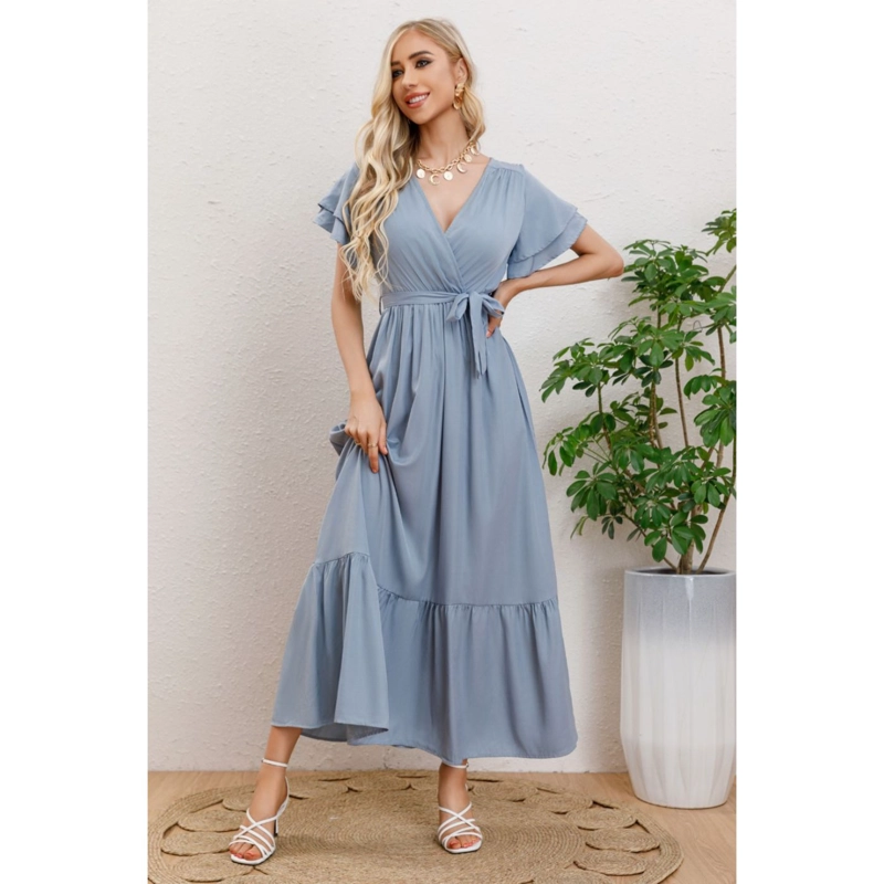 MAXI VESTIDO LARGO PRIMAVERA MUJER ABERTURA CUELLO V 326 - 2