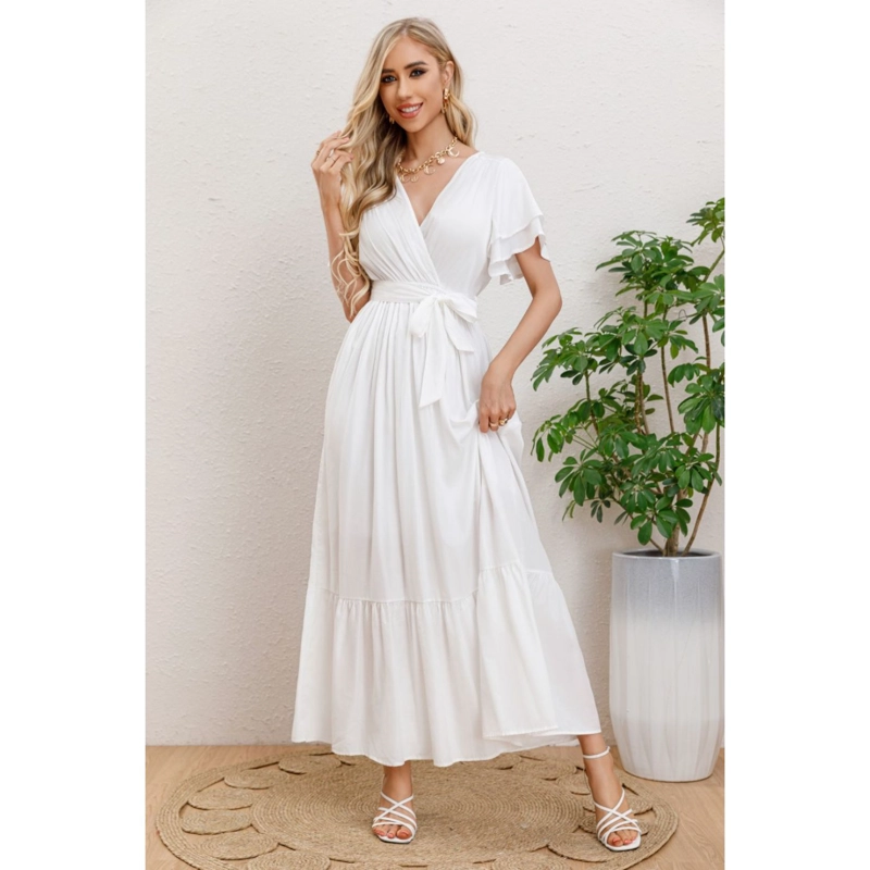MAXI VESTIDO LARGO PRIMAVERA MUJER ABERTURA CUELLO V 326 - 2