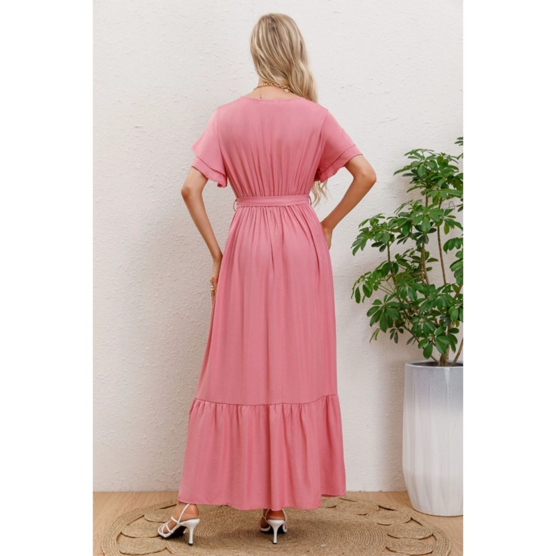 MAXI VESTIDO LARGO PRIMAVERA MUJER ABERTURA CUELLO V 326 - 3