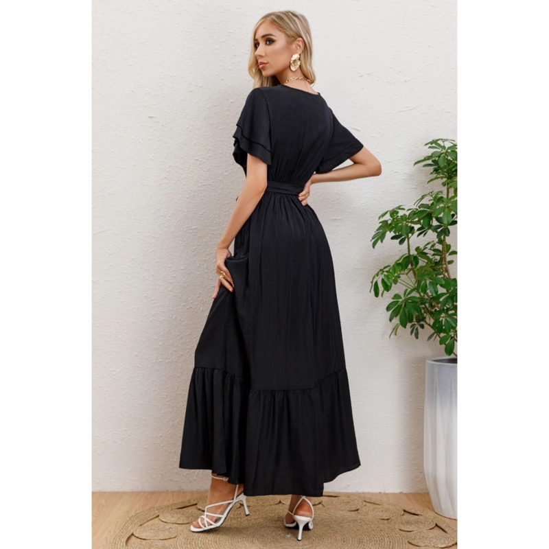 MAXI VESTIDO LARGO PRIMAVERA MUJER ABERTURA CUELLO V 326 - 3
