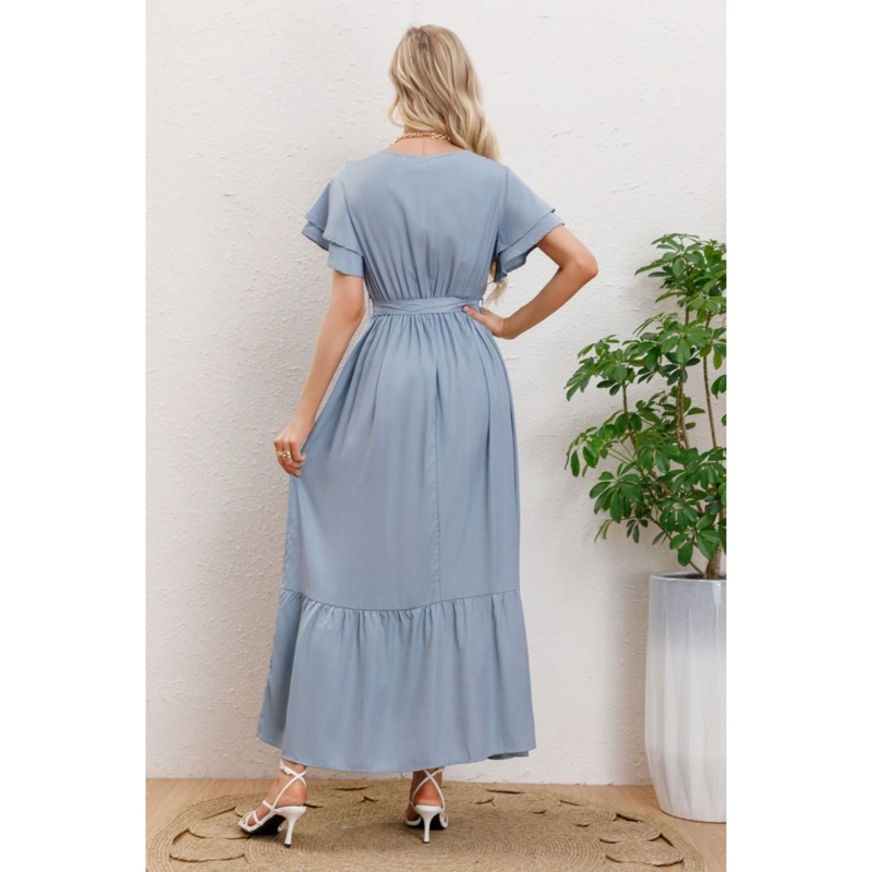 MAXI VESTIDO LARGO PRIMAVERA MUJER ABERTURA CUELLO V 326 - 3