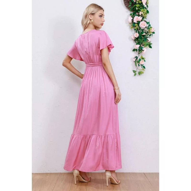 MAXI VESTIDO LARGO PRIMAVERA MUJER ABERTURA CUELLO V 326 - 4