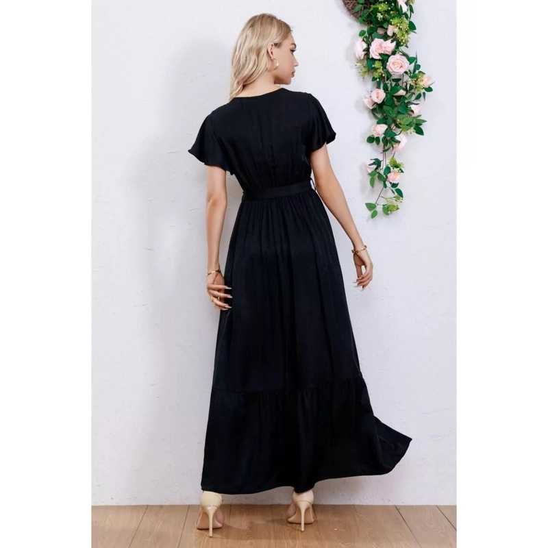 MAXI VESTIDO LARGO PRIMAVERA MUJER ABERTURA CUELLO V 326 - 4