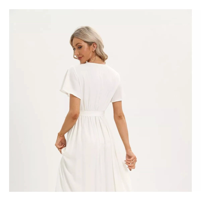 MAXI VESTIDO LARGO PRIMAVERA MUJER ABERTURA CUELLO V 326 - 4