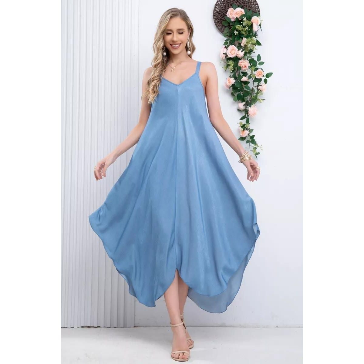 MAXI VESTIDO MUJER LIKESHOP LARGO ASIMÉTRICO VERANO PREMIUM 319 - 1