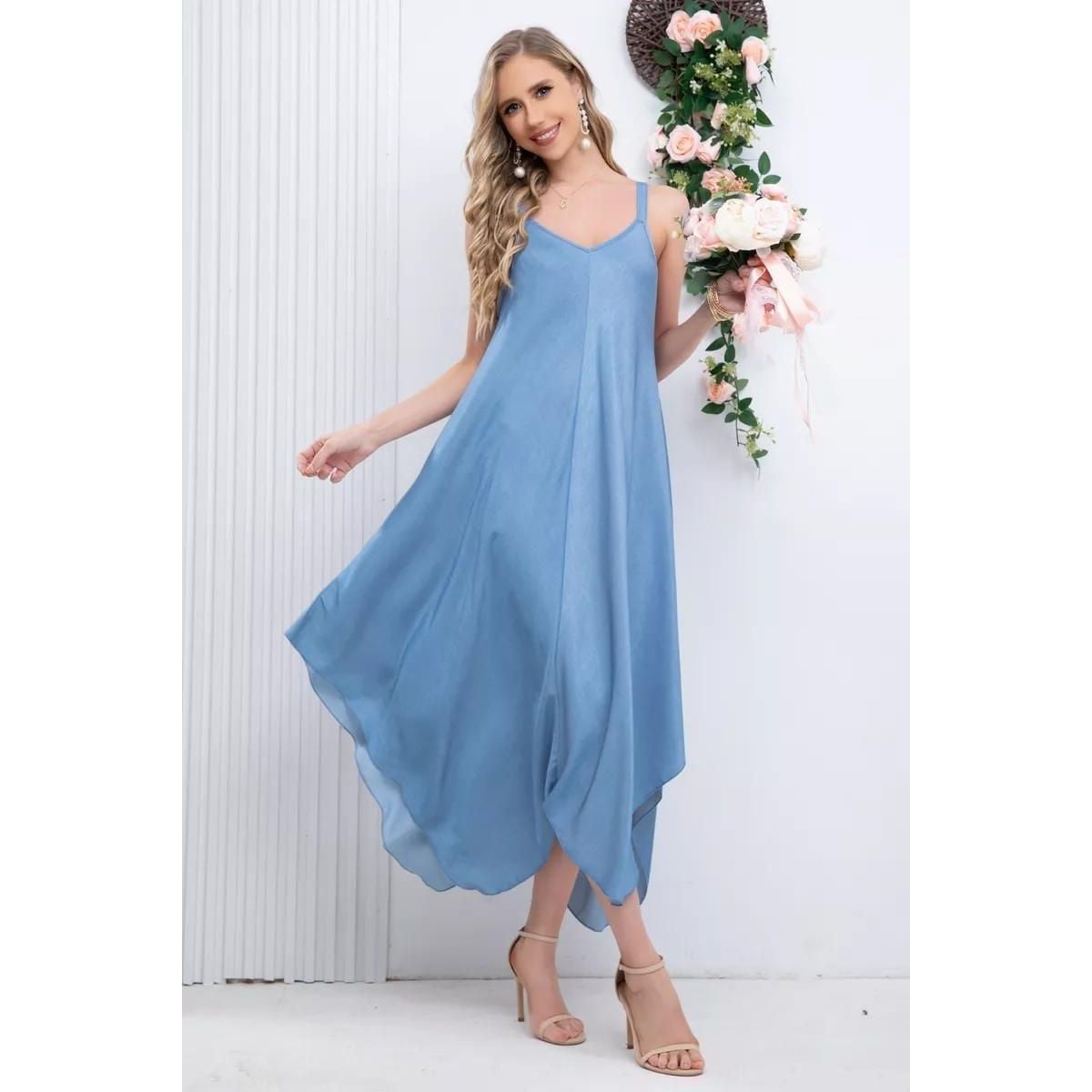 MAXI VESTIDO MUJER LIKESHOP LARGO ASIMÉTRICO VERANO PREMIUM 319 - 3