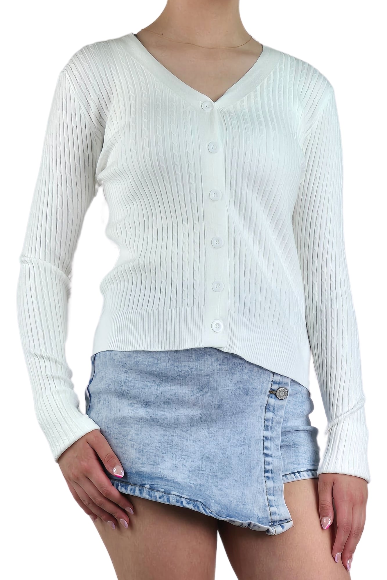 SWEATER MUJER CARDIGAN BOTONES OTOÑO CUELLO V DISEÑO 6009 - 1