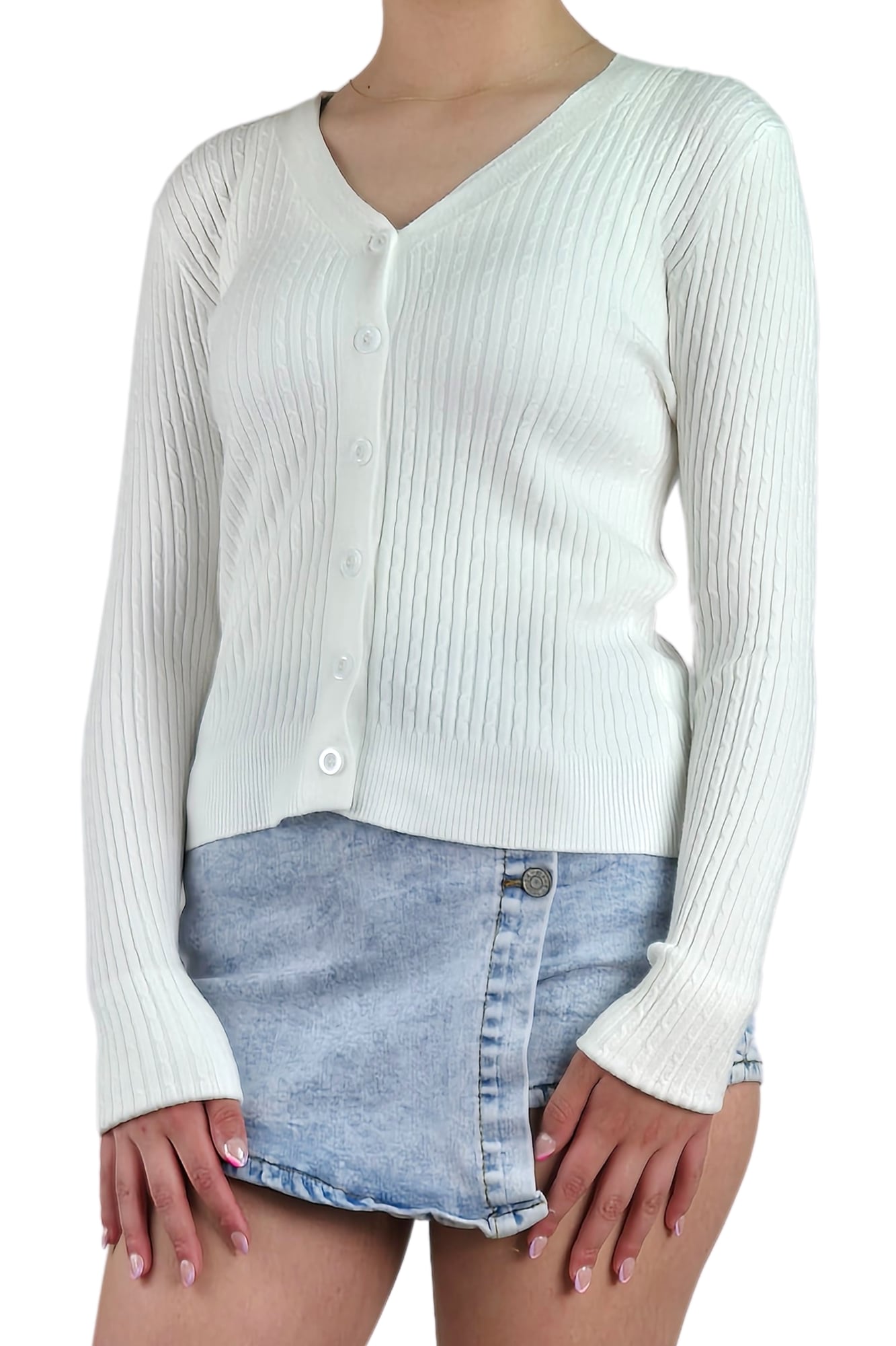 SWEATER MUJER CARDIGAN BOTONES OTOÑO CUELLO V DISEÑO 6009 - 2