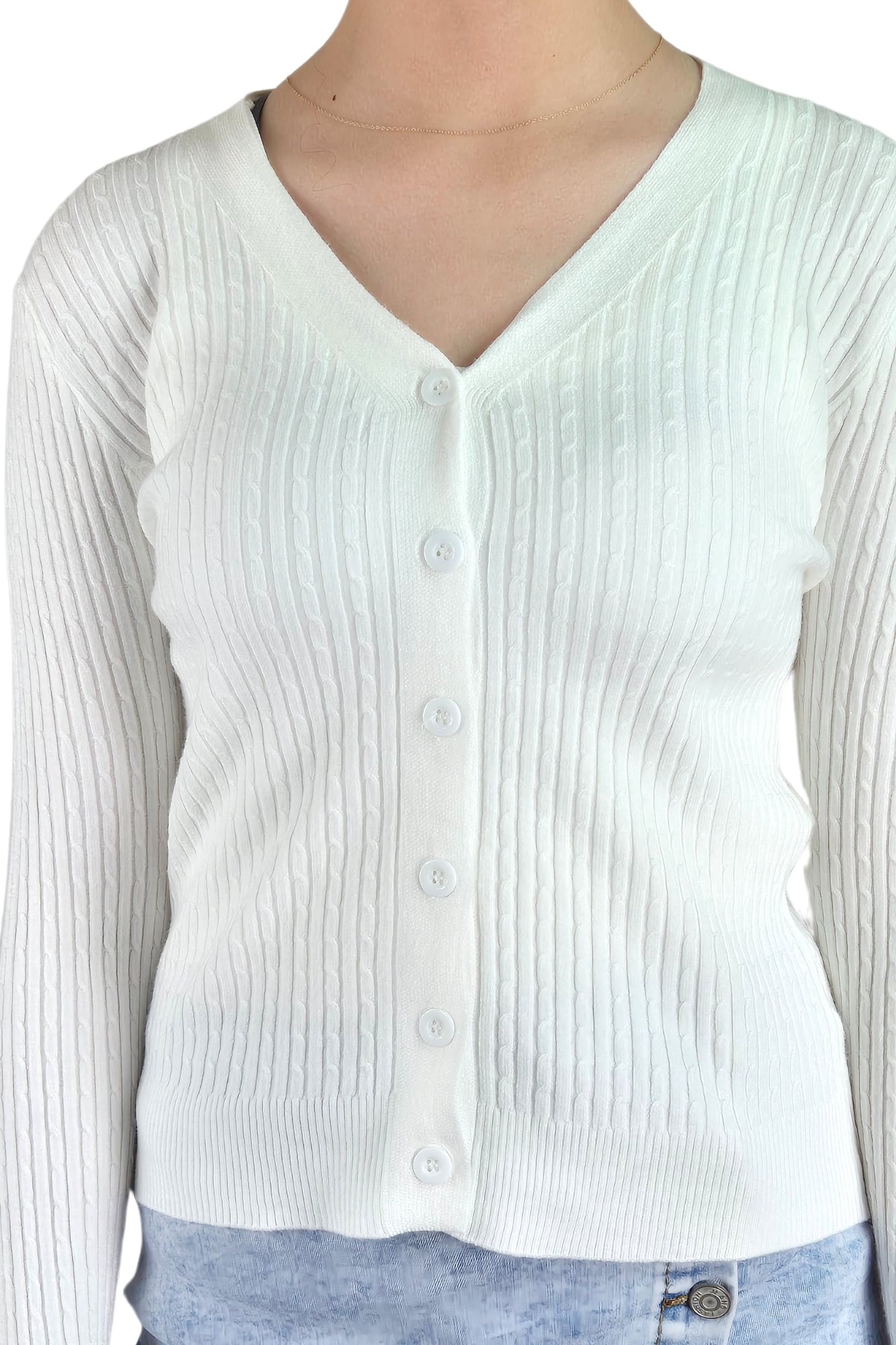 SWEATER MUJER CARDIGAN BOTONES OTOÑO CUELLO V DISEÑO 6009 - 4
