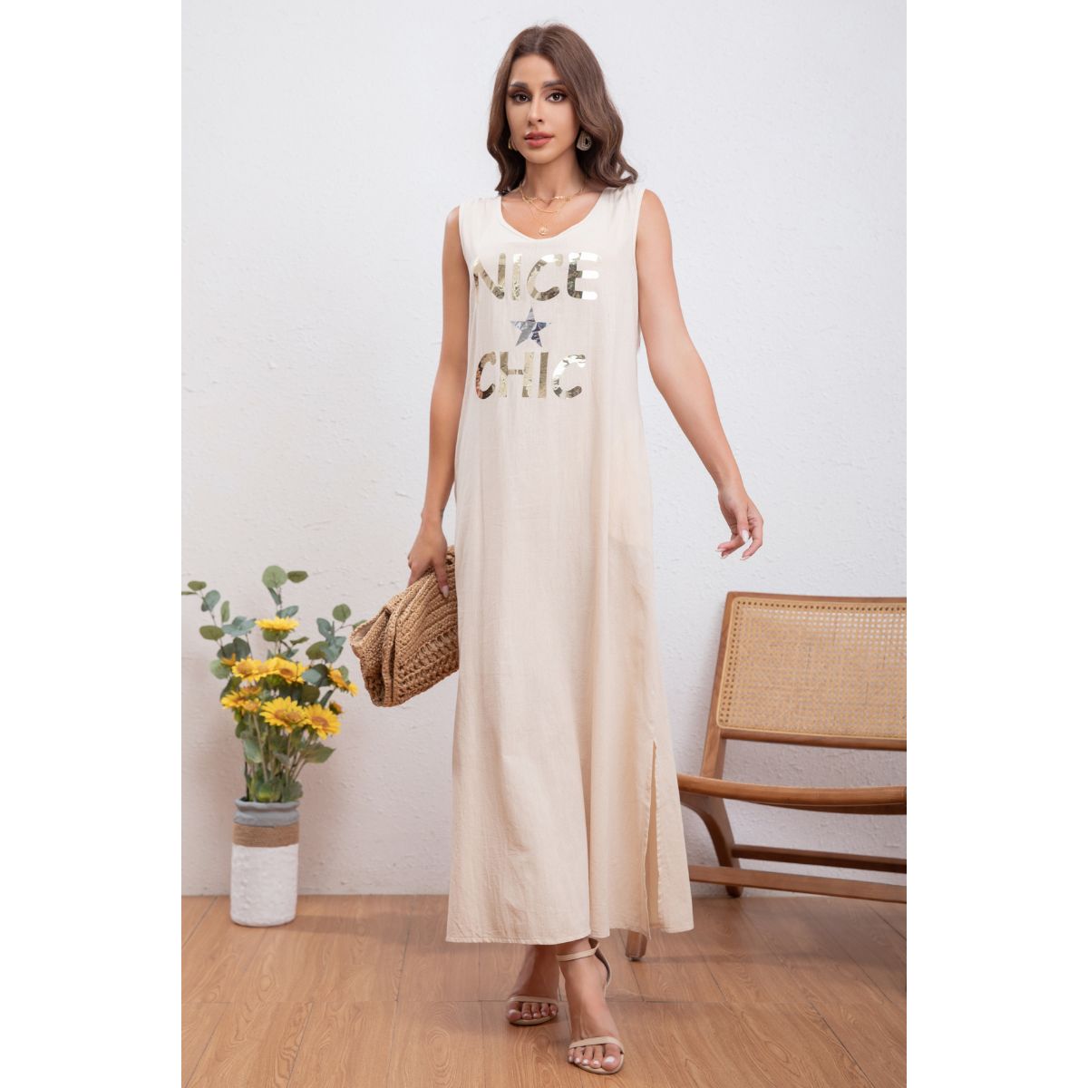 VESTIDO LINO MUJER LIKESHOP LARGO PRIMAVERA VERANO VARIEDAD COLORES 300 - 1