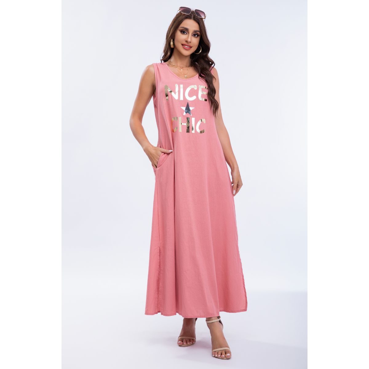 VESTIDO LINO MUJER LIKESHOP LARGO PRIMAVERA VERANO VARIEDAD COLORES 300 - 1
