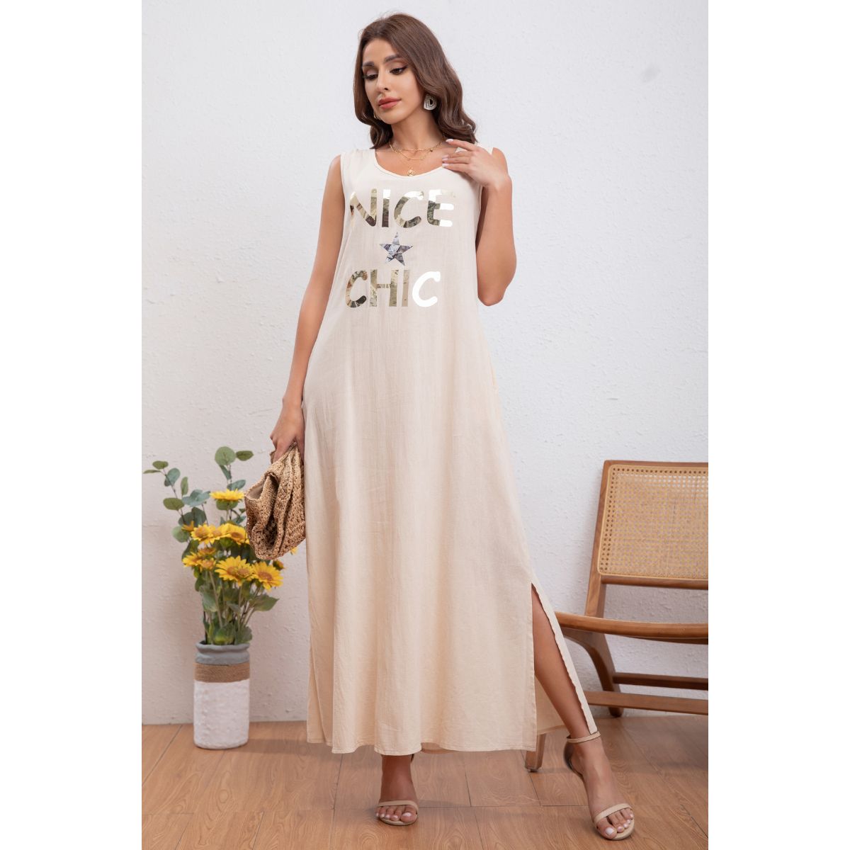 VESTIDO LINO MUJER LIKESHOP LARGO PRIMAVERA VERANO VARIEDAD COLORES 300 - 3