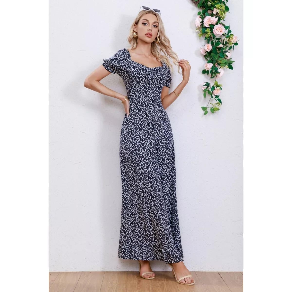 Vestido Largo Bohemio Floral Verano 2025 - Cuello V, Midi, Playa, Casual, Tallas Grandes