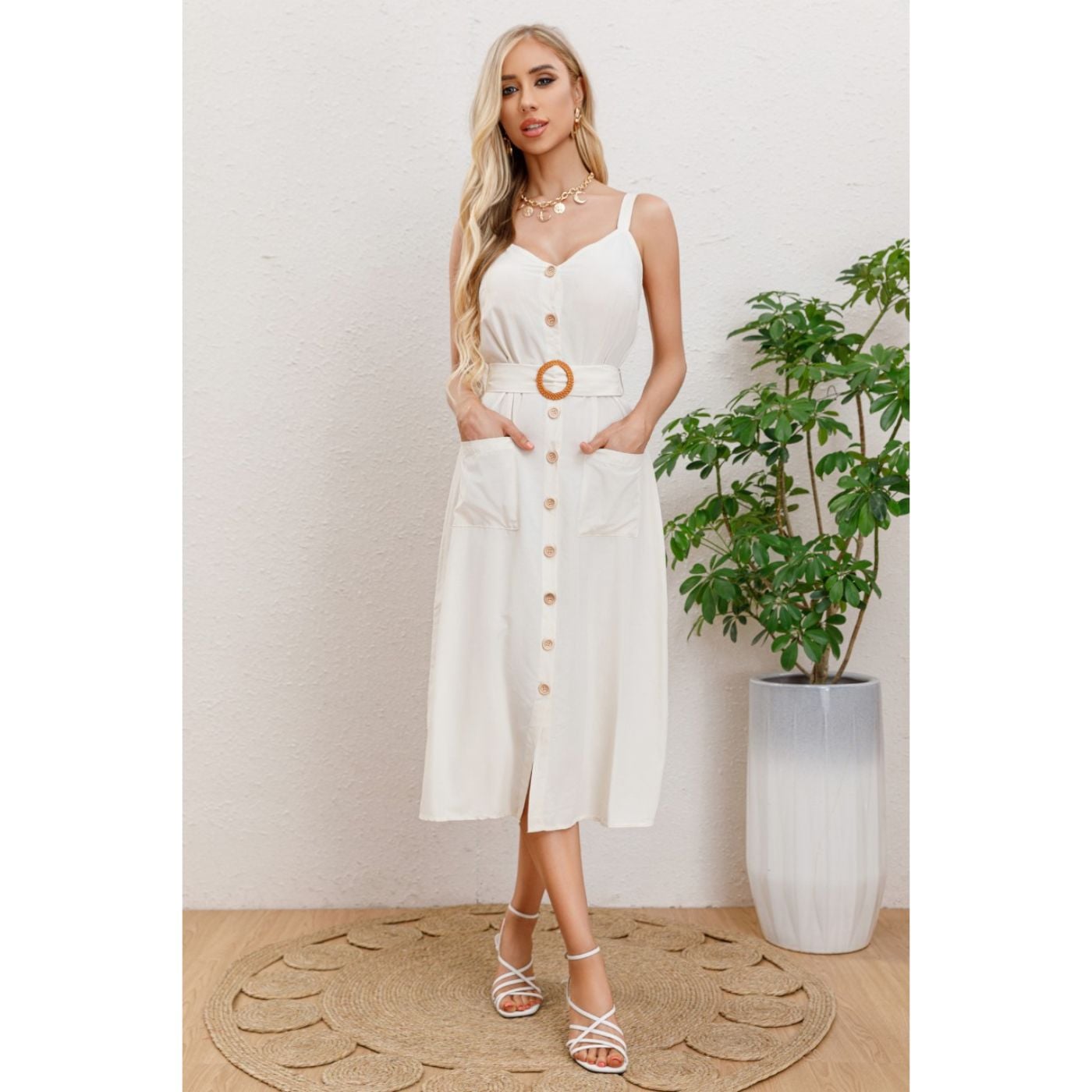 Vestido Largo Primavera Mujer Semi Formal, Casual Botones Premium 337 - 1