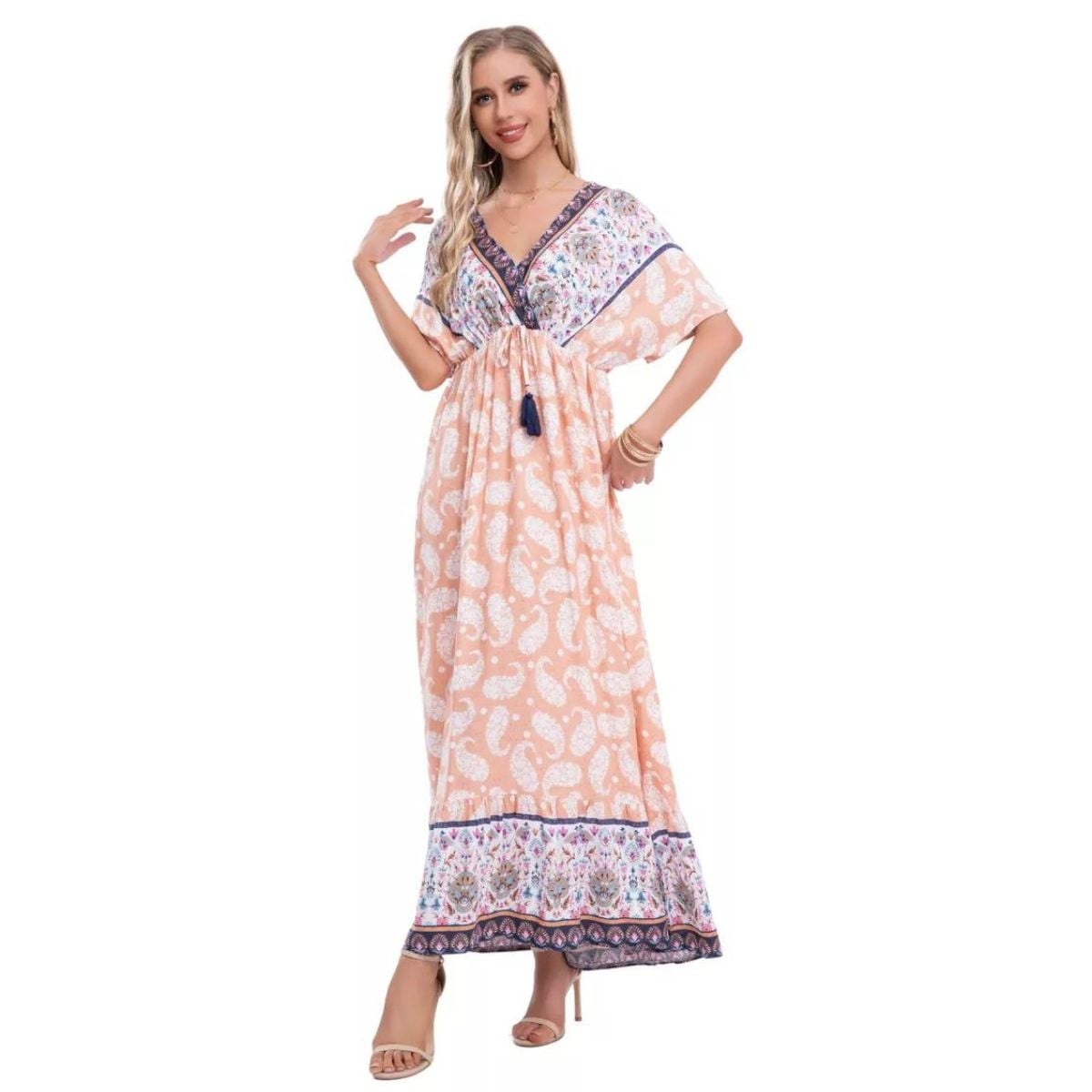 VESTIDO LARGO ALGODÓN MUJER LIKESHOP PRIMAVERA FLORES CALIDAD 273 - 1