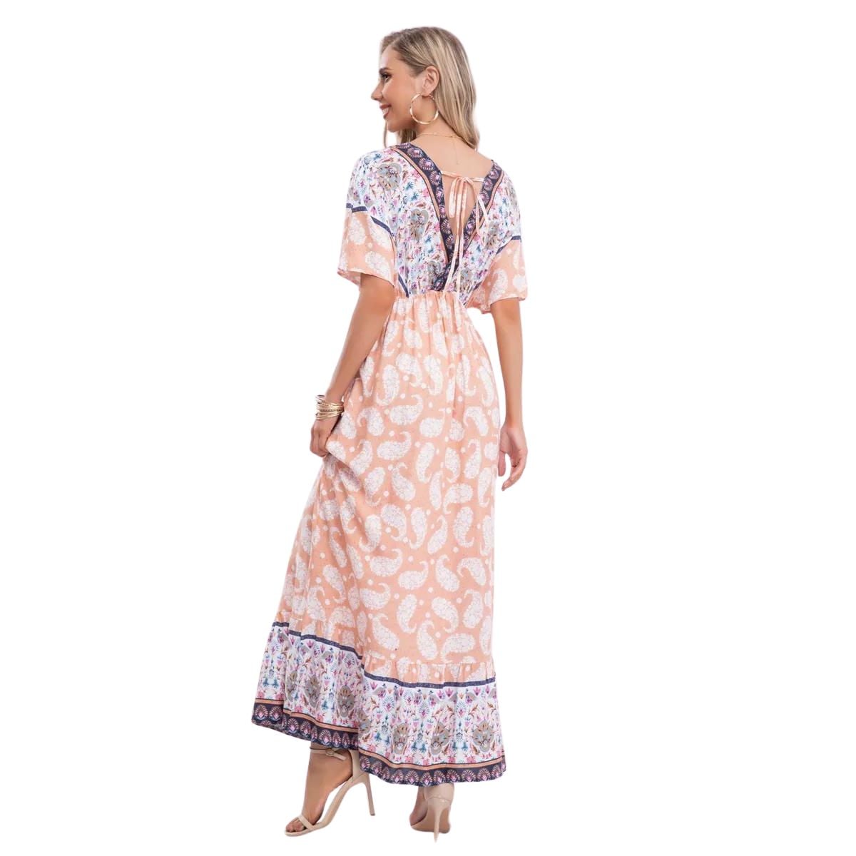 VESTIDO LARGO ALGODÓN MUJER LIKESHOP PRIMAVERA FLORES CALIDAD 273 - 3