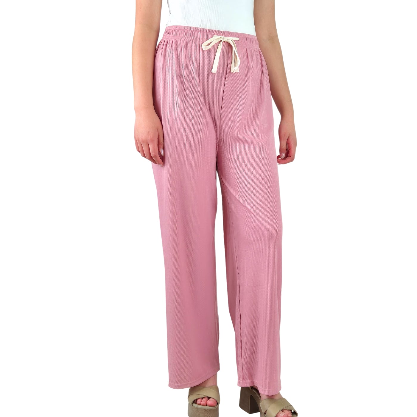 PANTALON PALAZZO MUJER LIKESHOP ACANALADO CINTURA ELASTICADA VERANO ES 369 - 1