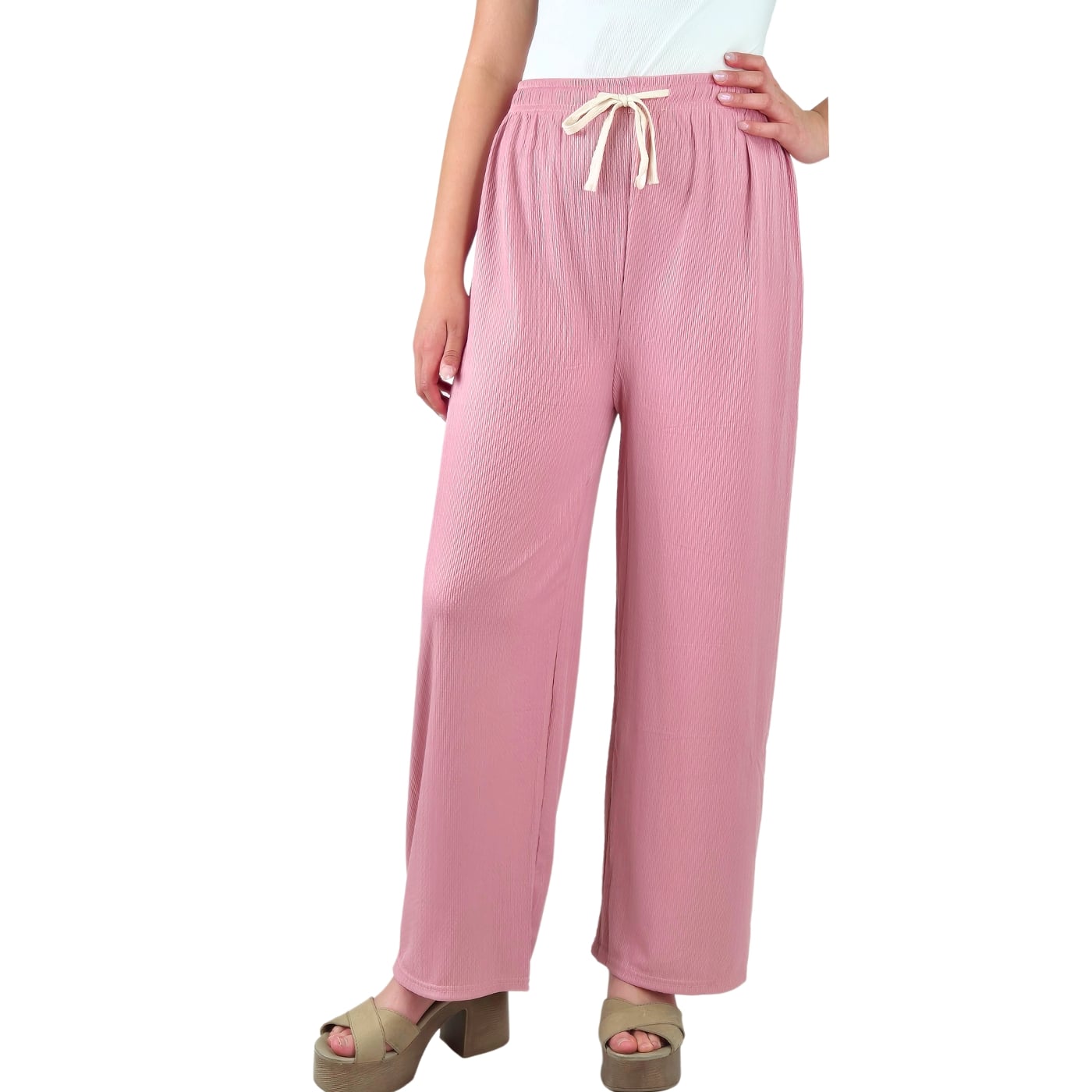 PANTALON PALAZZO MUJER LIKESHOP ACANALADO CINTURA ELASTICADA VERANO ES 369 - 3