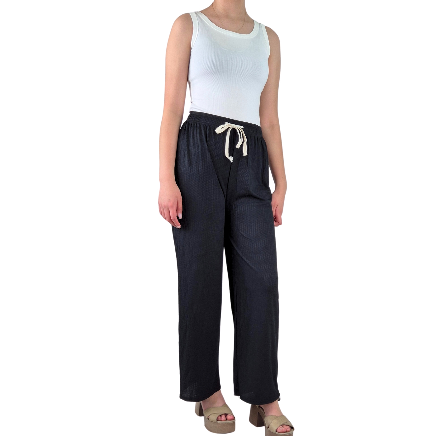 PANTALON PALAZZO MUJER LIKESHOP ACANALADO CINTURA ELASTICADA VERANO ES 369 - 3
