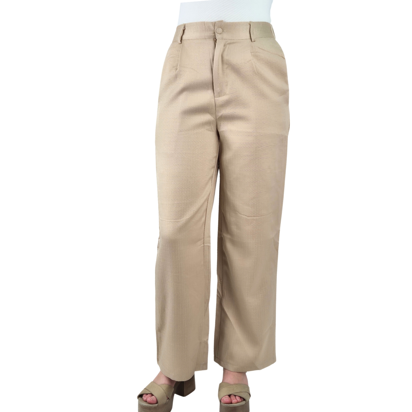 PANTALÓN VESTIR SEMI FORMAL TIPO LINO RECTO CASUAL TIRO ALTO 096 - 2