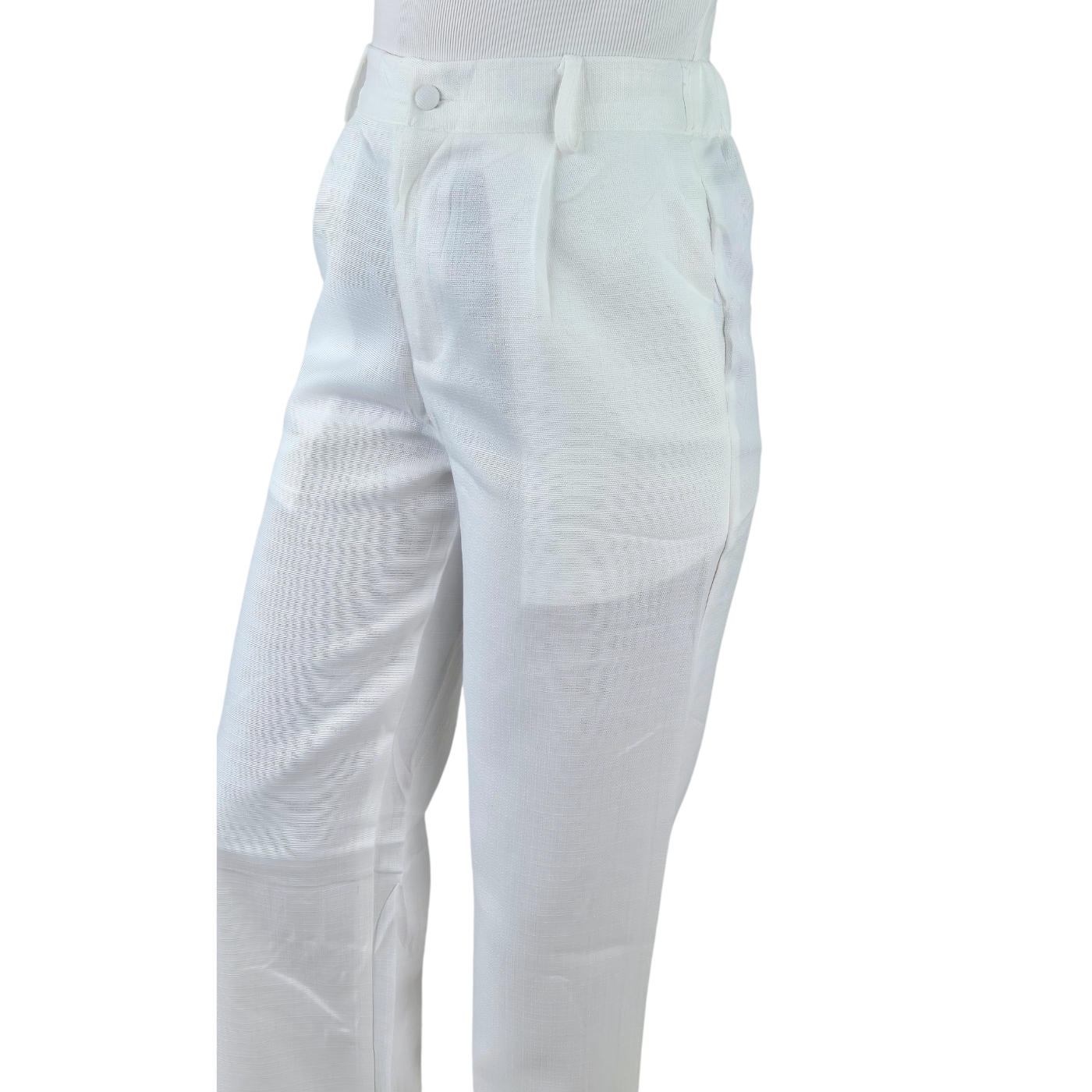 PANTALÓN VESTIR SEMI FORMAL TIPO LINO RECTO CASUAL TIRO ALTO 096 - 4