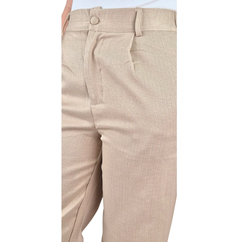 PANTALÓN VESTIR SEMI FORMAL TIPO LINO RECTO CASUAL TIRO ALTO 096 - 5