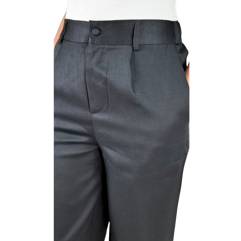 PANTALÓN VESTIR SEMI FORMAL TIPO LINO RECTO CASUAL TIRO ALTO 096 - 5