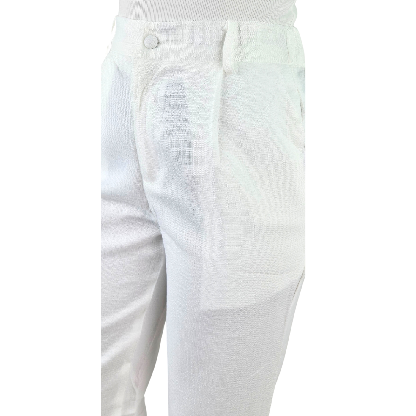 PANTALÓN VESTIR SEMI FORMAL TIPO LINO RECTO CASUAL TIRO ALTO 096 - 5