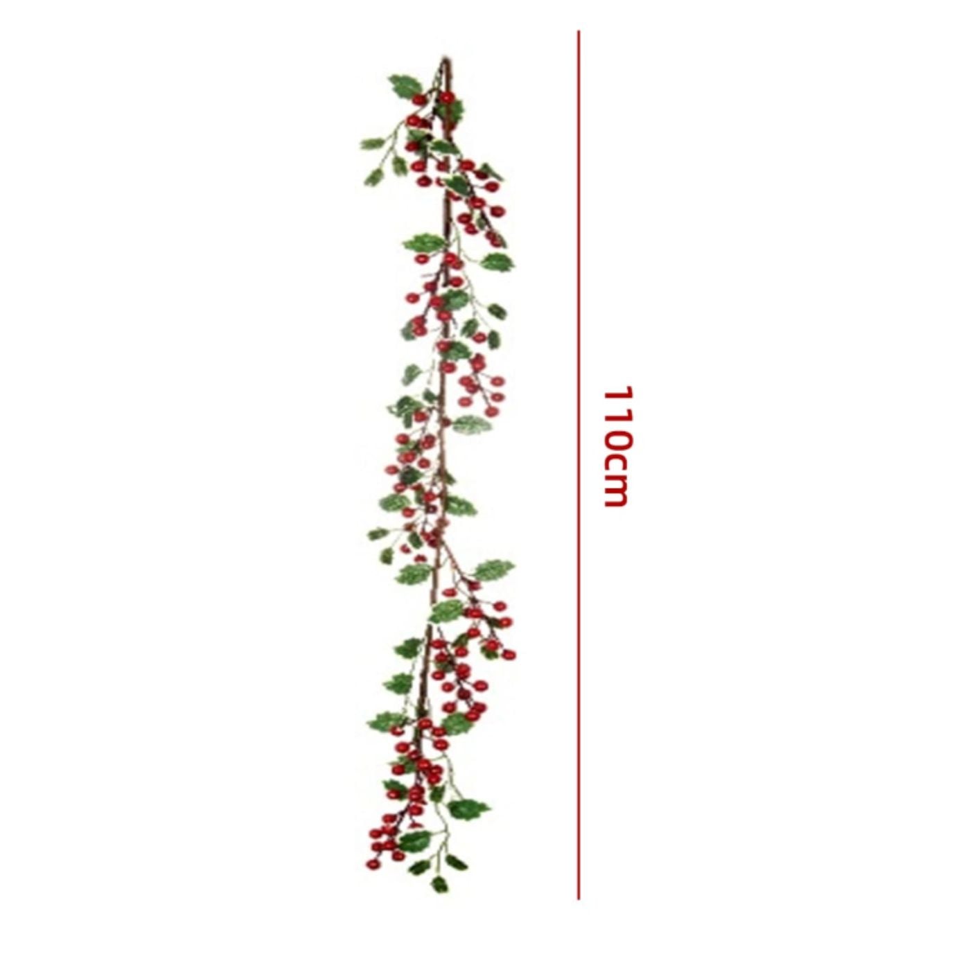GUIRNALDA NAVIDAD COLGANTE DECORACION FRUTOS ROJOS CON HOJAS - 3
